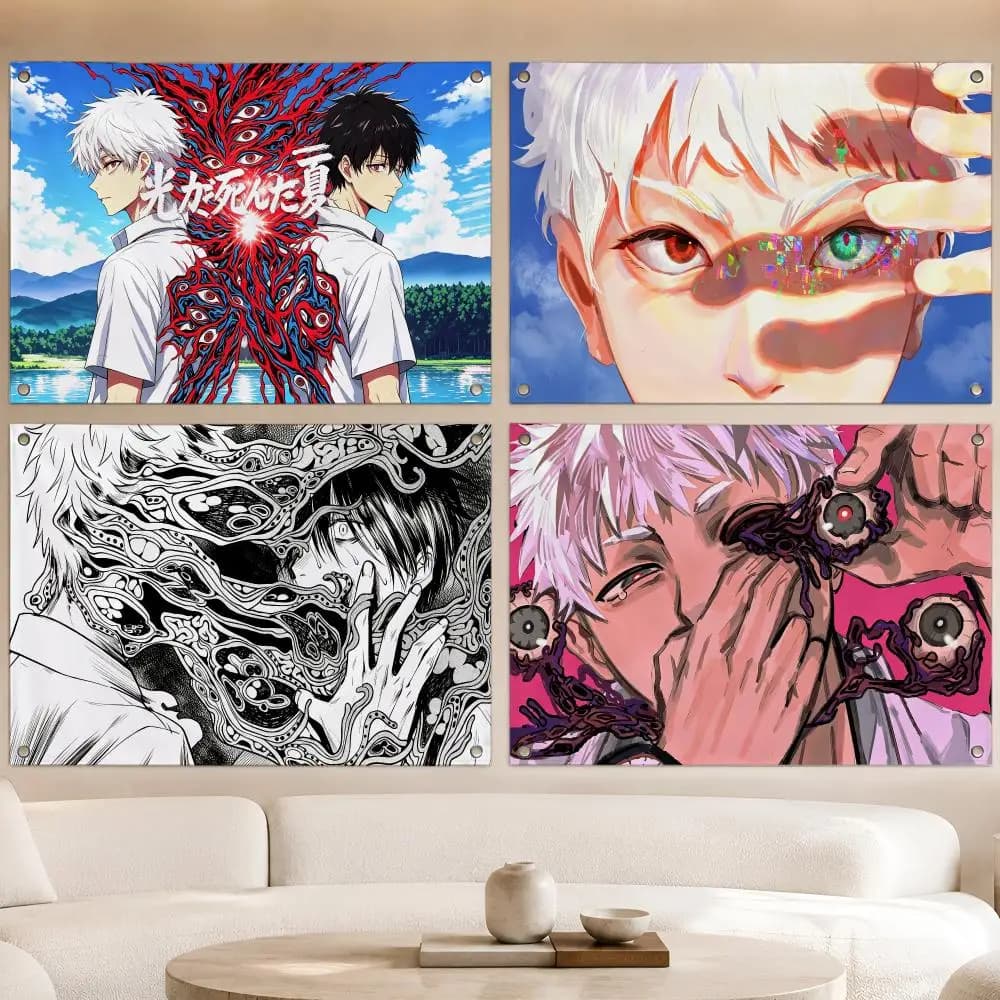 Horror Anime The Summer Hikaru Died Flags Fan Banner Tapestry Wall Hanging Garage BarDorm Camp Party Outdoor Home Decor Gift