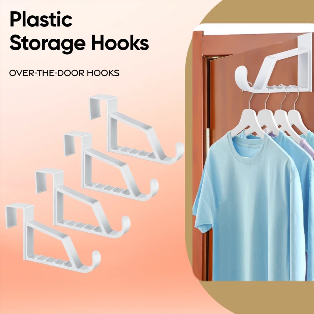 Confezione da 2 ganci sopra la porta per grucce - Gancio sopra la porta in plastica bianca extra resistente per appendere vestiti, asciugamani, accappatoi, cappelli, borse