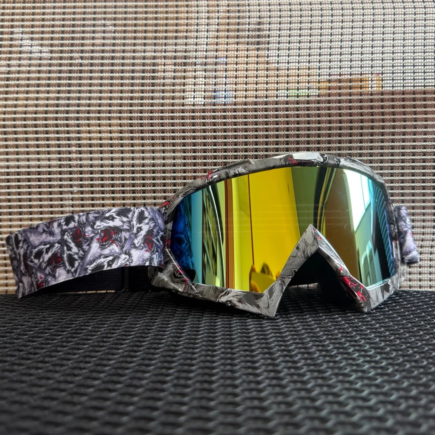 UV400 Motocross Riding Ski Goggles HD Water Transfer Print Wind Dust Proof Helmet Compatible Skiing Goggles for Outdoor Sports