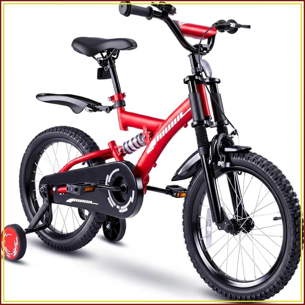 Boys Bike for 3-12 Years, 16/18 Inch Sturdy Frame with Removable Training Wheels, Coaster Brake, Adjustable Seat, Handbrake, Easy Learning