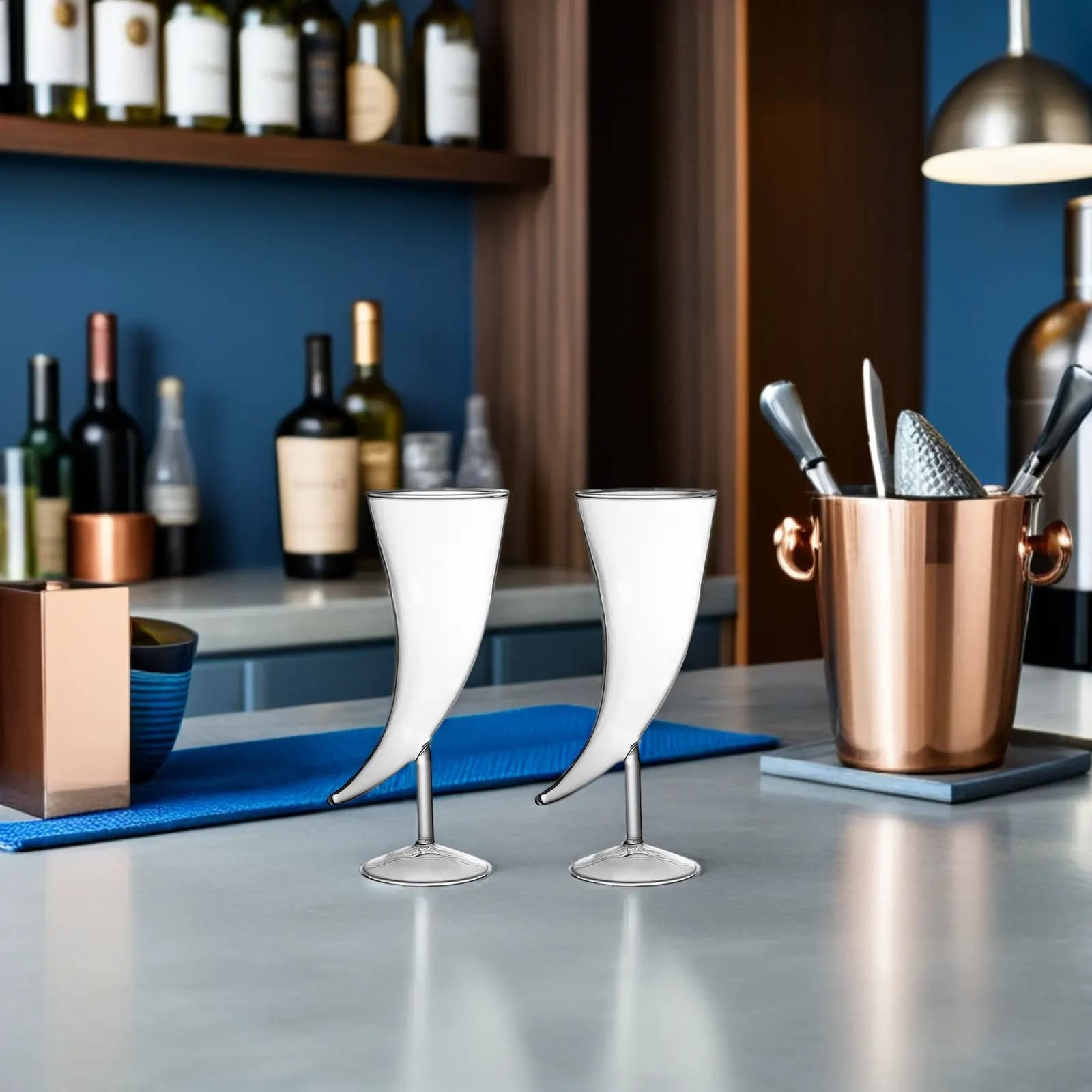 2Pcs Unique Glass Horn Goblet Smooth Surface Creative Design Perfect for Wine Drinks Gifts Cow Horn Goblet Creative Wine Glass
