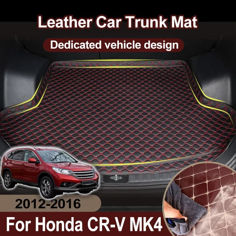 Car Trunk Mat For Honda CR-V Accessories CRV CR V 2012~2016 MK4 Leather Rear Floor Boot Carpet Pad Rubber Cover Waterproof liner