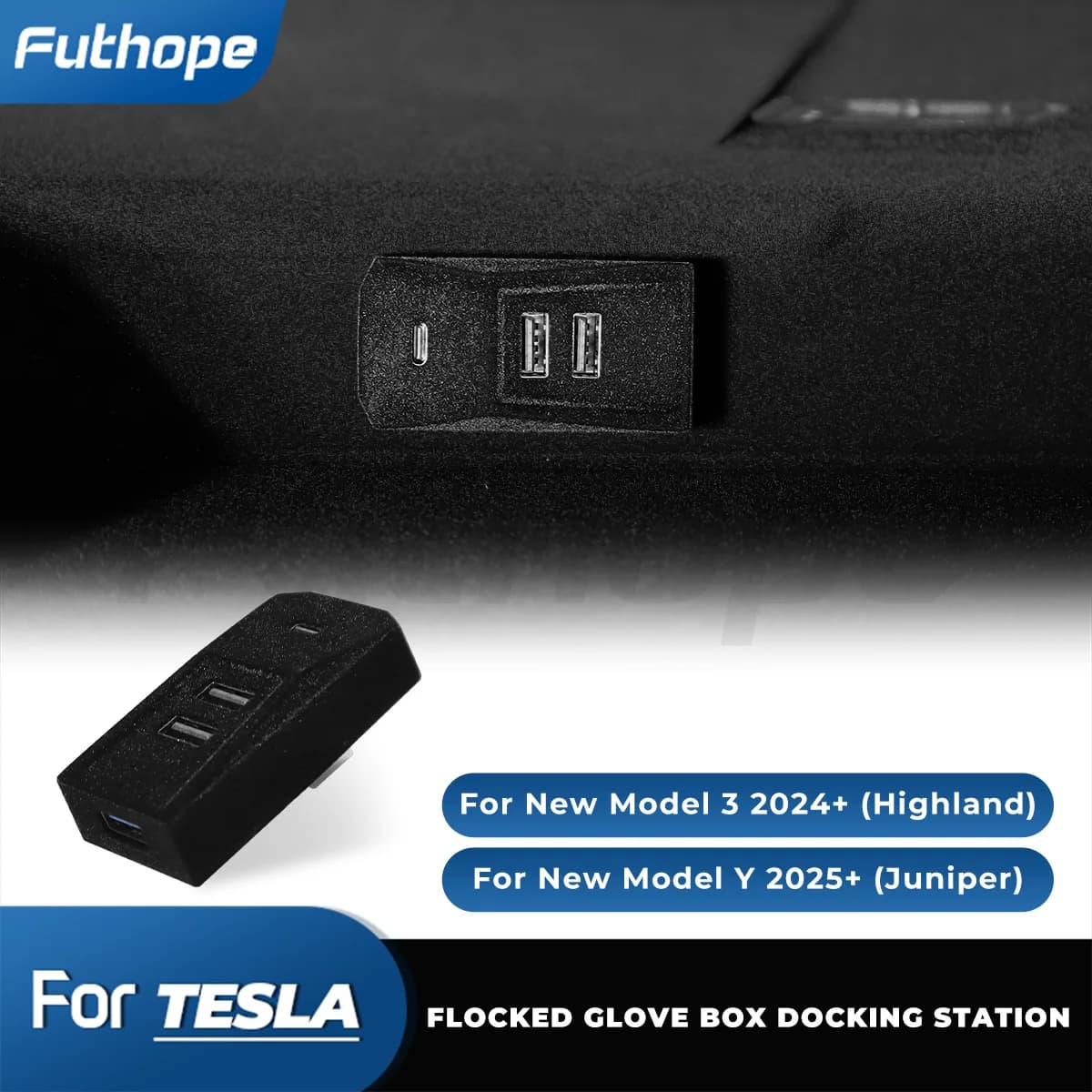 Futhope Glovebox Hub per Tesla Nuovo modello Y Juniper Highland Port Splitter Docking Station Trasmissione dati