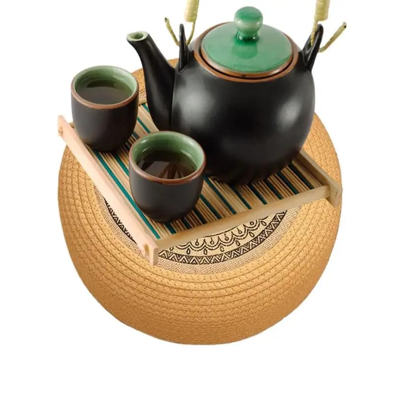 Cuscino da pavimento Tatami Cuscini da meditazione per sedersi sul pavimento Sgabello Tatami spesso intrecciato a mano Comodo tappetino per sedile per yoga domestico