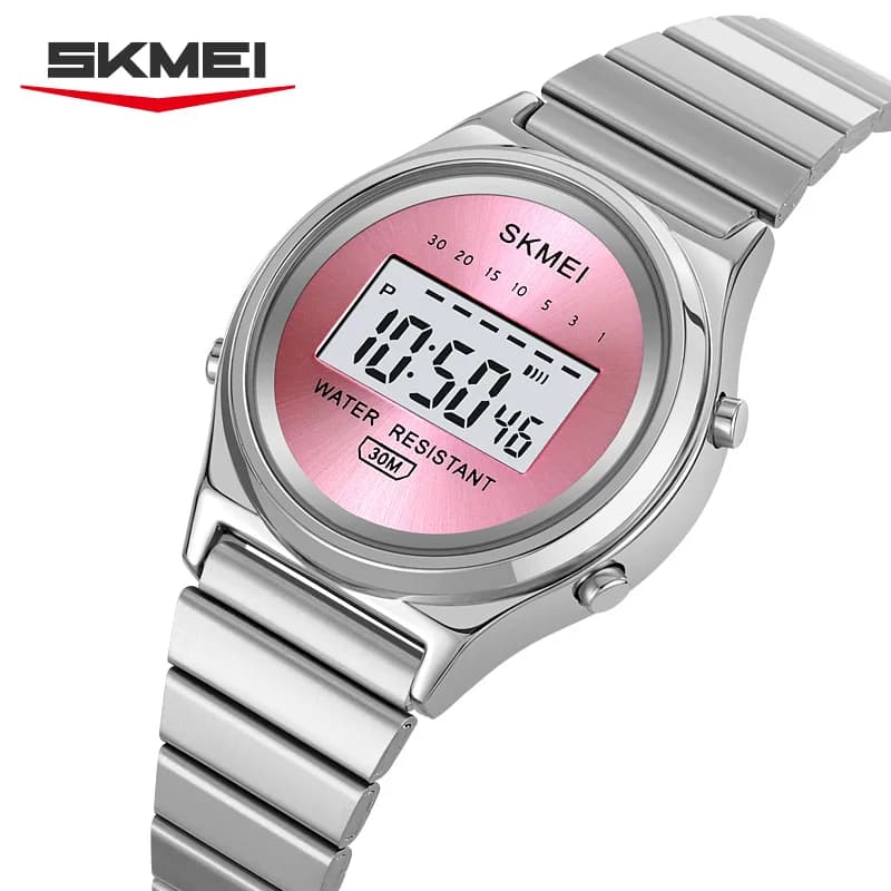 SKMEI 2521 Small digital watch for women refined and elegant, waterproof, sporty, with steel strap, gift idea for woman, reloj mujer