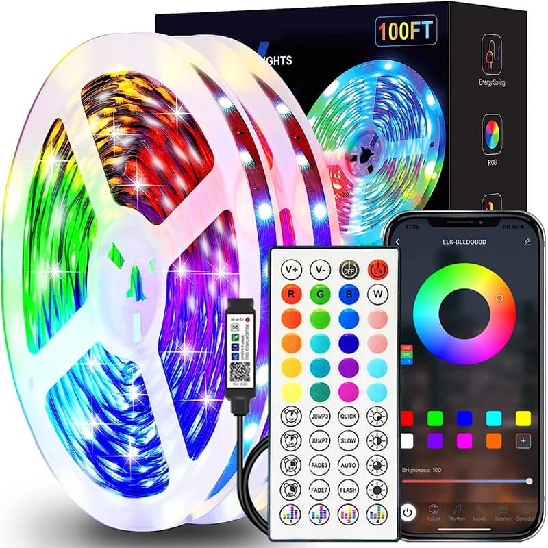 Strisce luminose a LED RGB 40m 30m 20m 10m 5m Sincronizzazione musicale Luce per stanza a LED con controllo APP Nastro flessibile per la decorazione della camera da letto