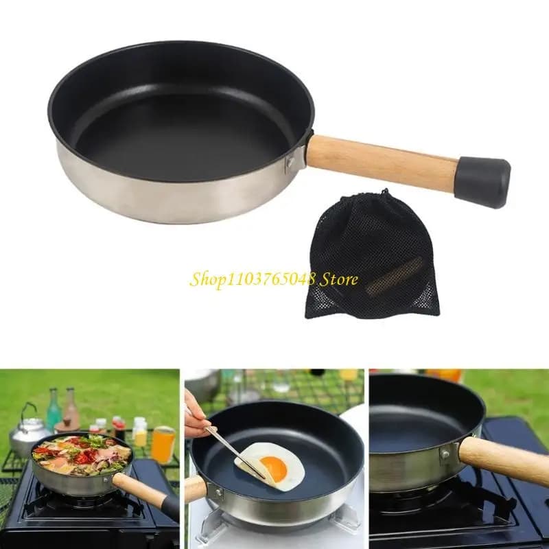 R53E Frittata antiaderente Padella per uova Padella da campeggio Padelle per chef con manico