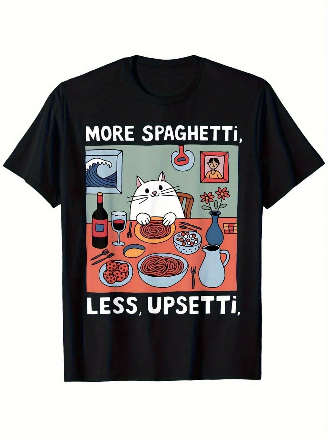 More Spaghetti Less Upsetti T-shirt Men's Tracksuit Cotton Casual Sportswear O-Neck Pullover Short Sleeve Tops Summer Streetwear
