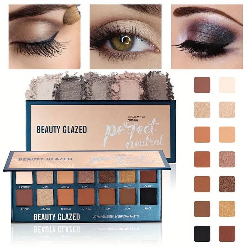 BEAUTY GLAZED 14 Color Color Matte Shades Color High Pigmentation Color Naked Waterproof Make-up Tablet in Long Life Neutral Cream