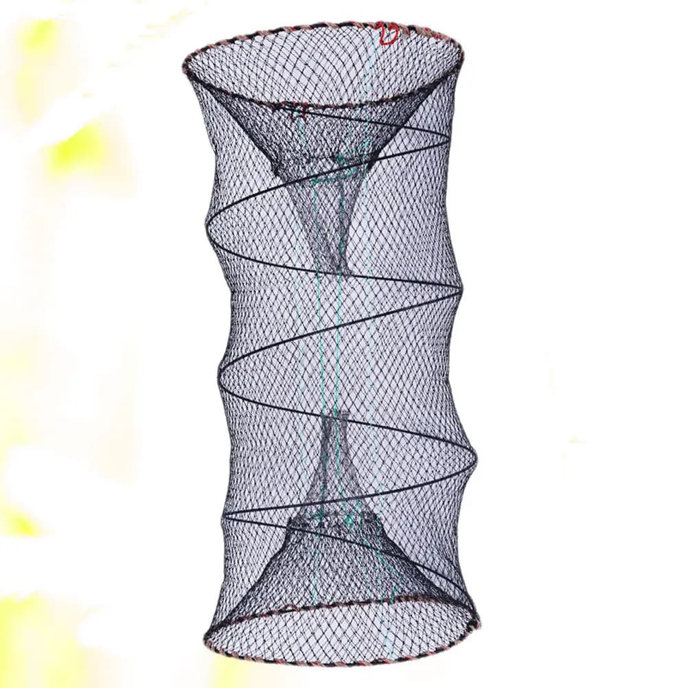 Nassa Pieghevole in Rete di Nylon 47x25cm per Gamberi, Gabbia Resistente Portatile per Esche, Rete da Pesca per Granchi, Aragoste, Gamberetti