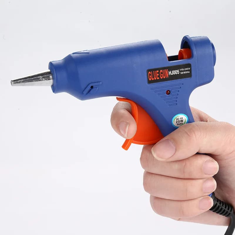 Pistola per colla a caldo da 20W, mini portatile, elettrica, per uso domestico e industriale, strumento a temperatura regolabile per bastoncini di colla da 7mm, ideale per il fai da te e lavori manuali.