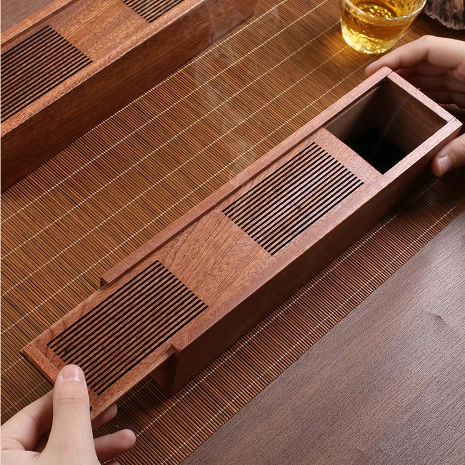 Scatola portaoggetti portatile in legno con supporto per bastoncini per viaggi in palestra da cucina