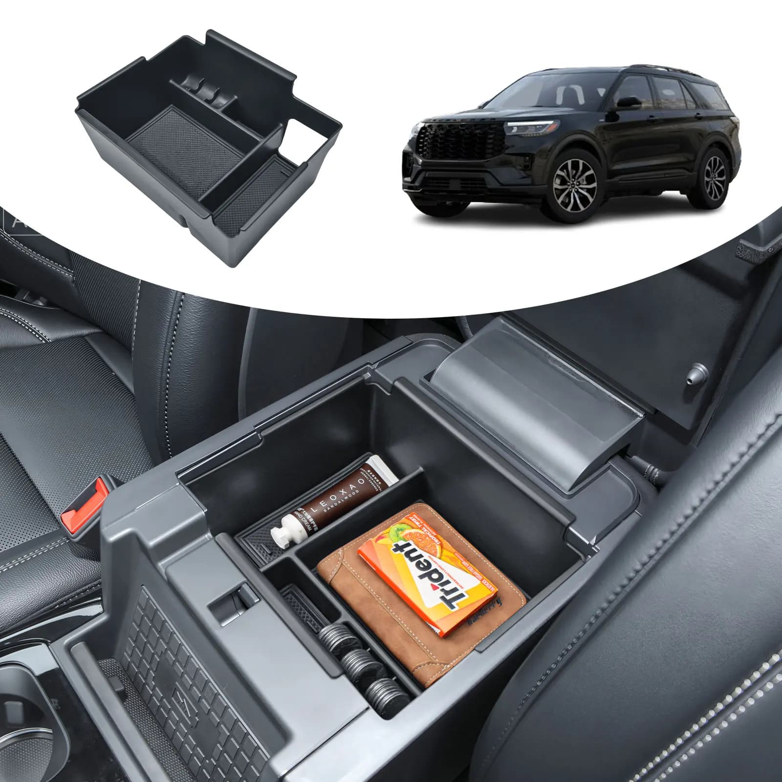 For 2026 2025 2024 2023 2022 2021 2020 Ford Explorer Center Console Organizer Secondary Armrest Storage Box Tray Car Accessories