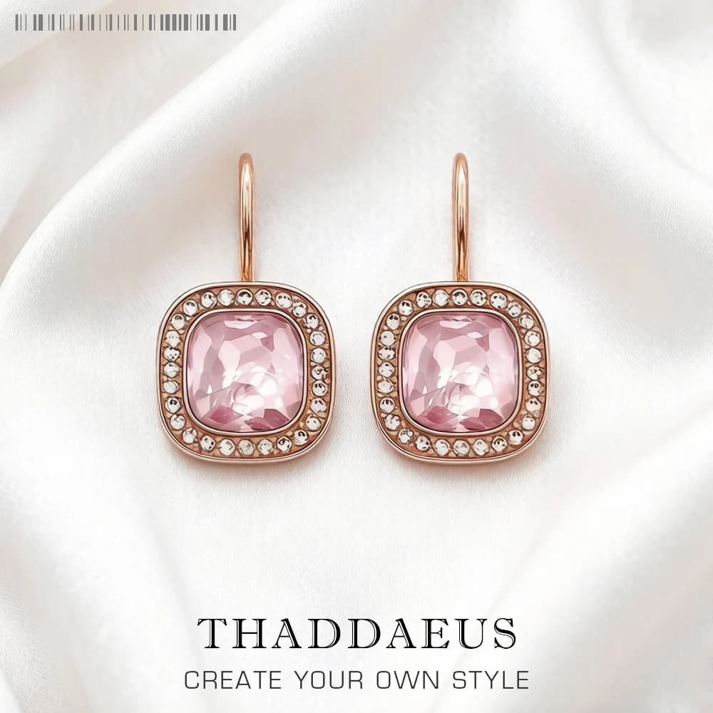 Orecchini pendenti quadrati rosa Cosmo Nuovo gioielleria raffinata in stile europeo per le donne Regalo romantico in argento sterling 925