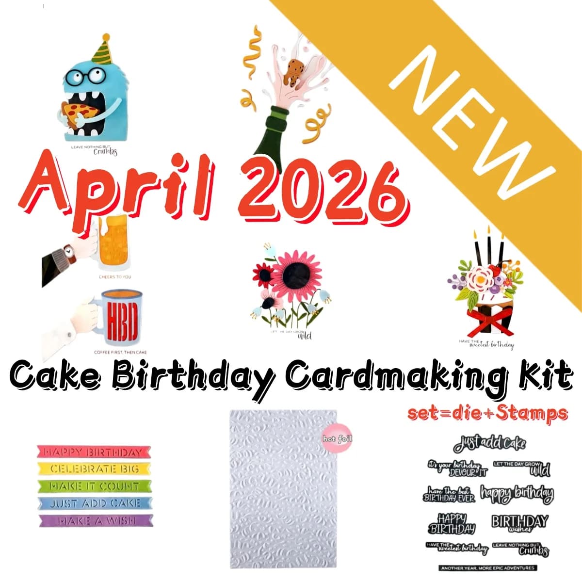2026 Cake Birthday Cardmaking Kit Metal Cutting Dies Clear Stamps Hot Foil For DIY Decorating Scrapbook Paper Card Album