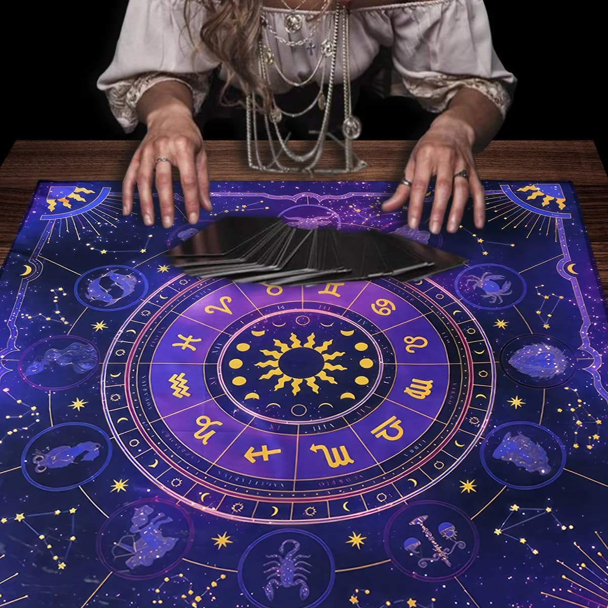 12 Costellazioni Divinazione Tarocchi Tovaglia Sole Cielo stellato Tarocchi Zerbino Altare Panno Stregoneria Astrologia Oracle Card Pad