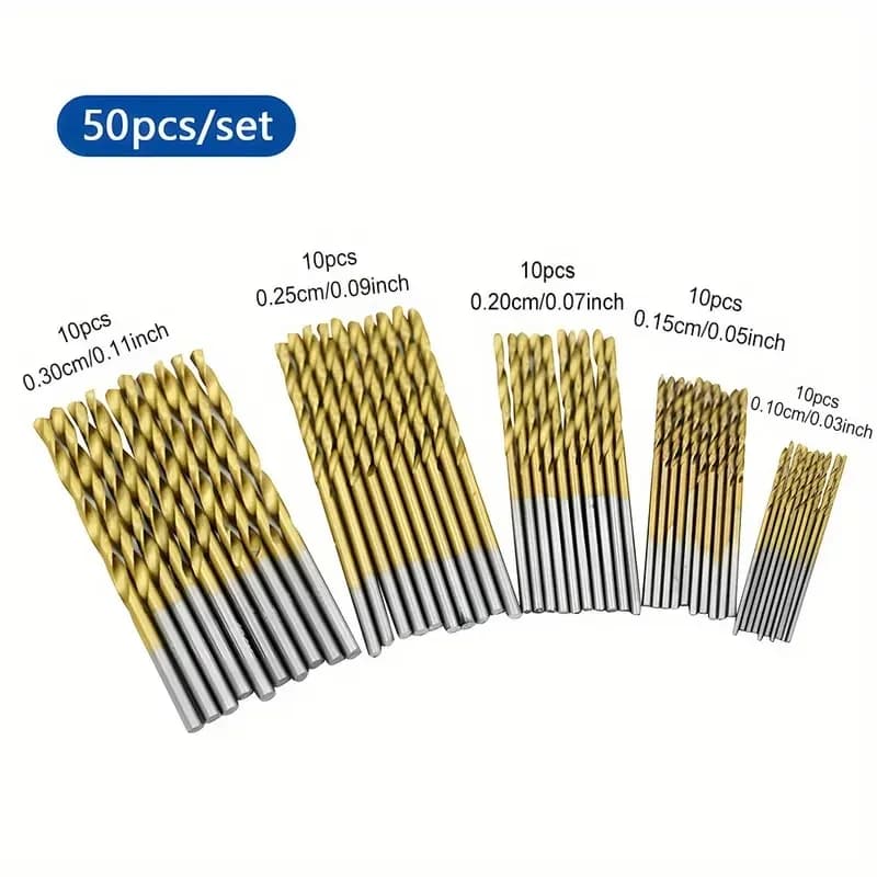50/99 pezzi set di punte elicoidali placcate in titanio 1-3mm piccola punta da trapano trapano elettrico strumento trapano per lavorazione del legno fai da te e punta da trapano aperta