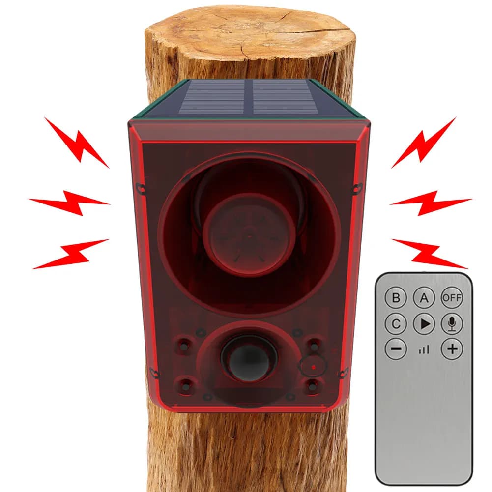 Solar Outdoor Motion Sensor Alarm Home Alarm with Dog Barking Gunshot Sound Support Recording and Adjustable Volume