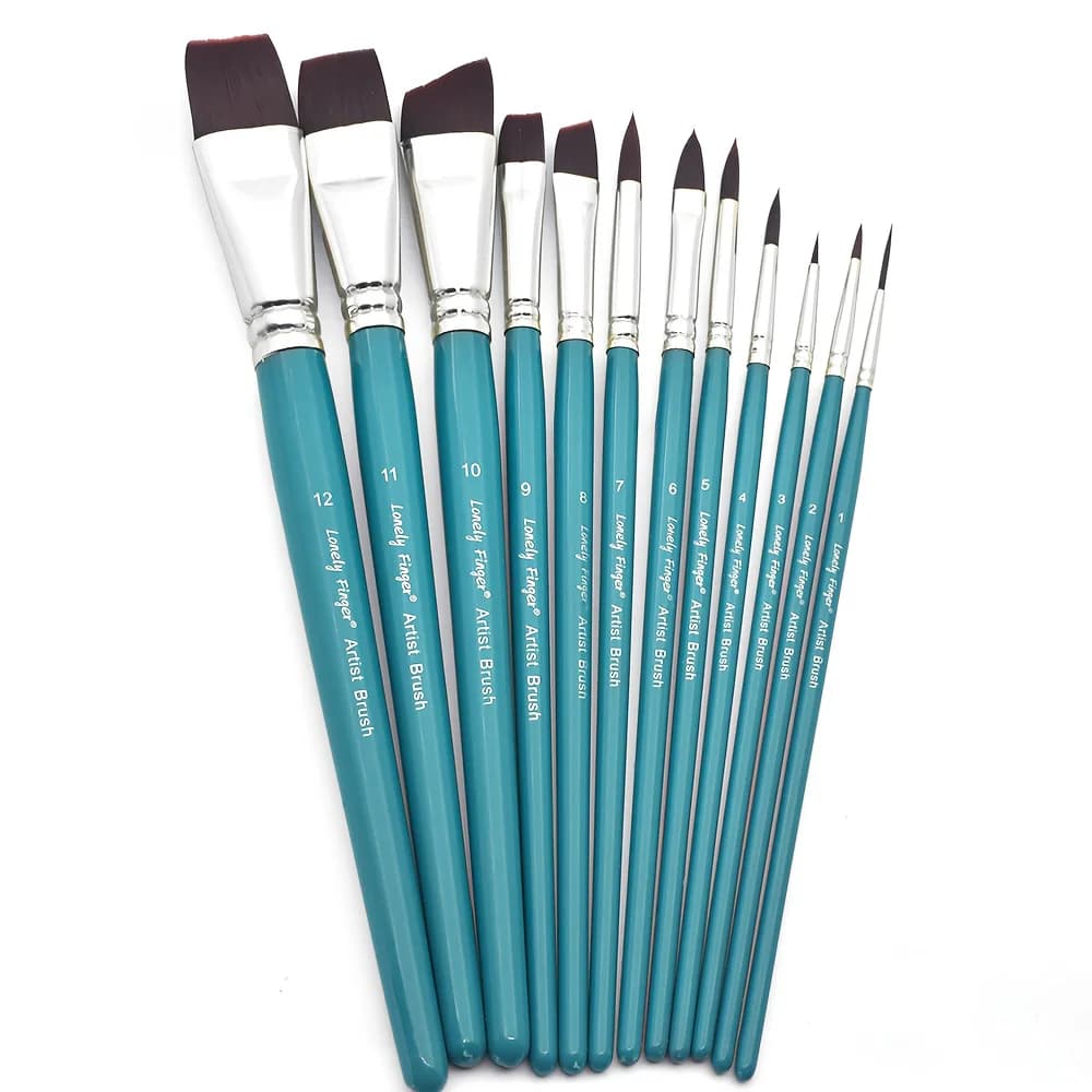Set di pennelli professionali per pittura del viso da 12/24 pezzi con setole in nylon premium per punte a cupola di petalo per trucco scenico, goffratura e lavori di linea