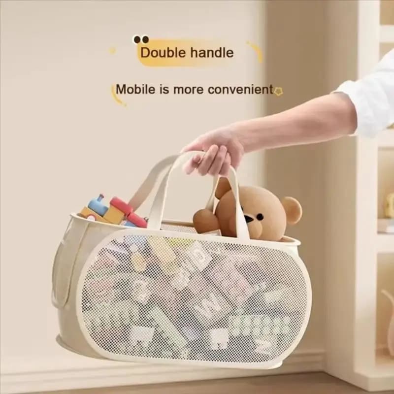 Cesto Portaoggetti Multifunzionale per Giocattoli dei Bambini, Cesto per Bucato di Grande Capacità, Cesto Traspirante per Bambole dei Bambini, Borsa a Rete