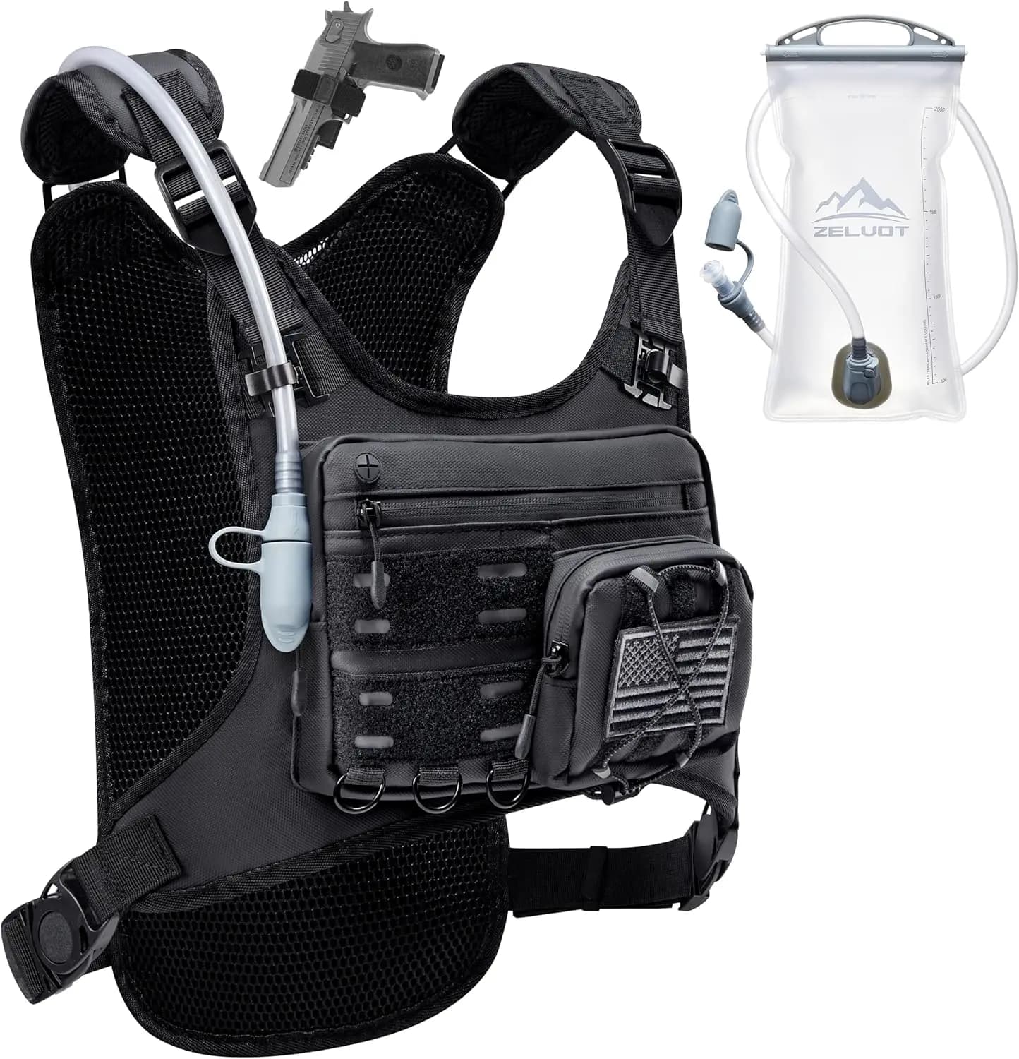 Gilet da Corsa con Sacca d'Acqua da 2L, Zaino per Idratazione, Marsupio Leggero per Maratona Uomo Donna