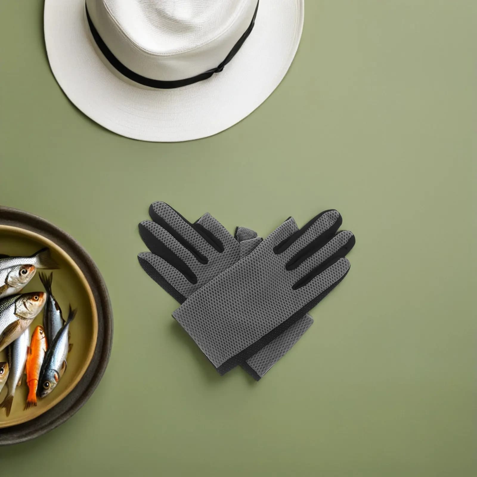 1 paio di guanti da ciclismo in rete traspirante, protezione solare, guanti senza dita per la guida, accessori antiscivolo per la pesca e gli sport all'aria aperta
