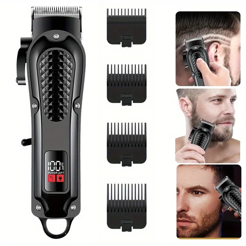 Professional men's haircut with LED display, rechargeable lithium battery Wireless haircut with USB charge suitable for trims