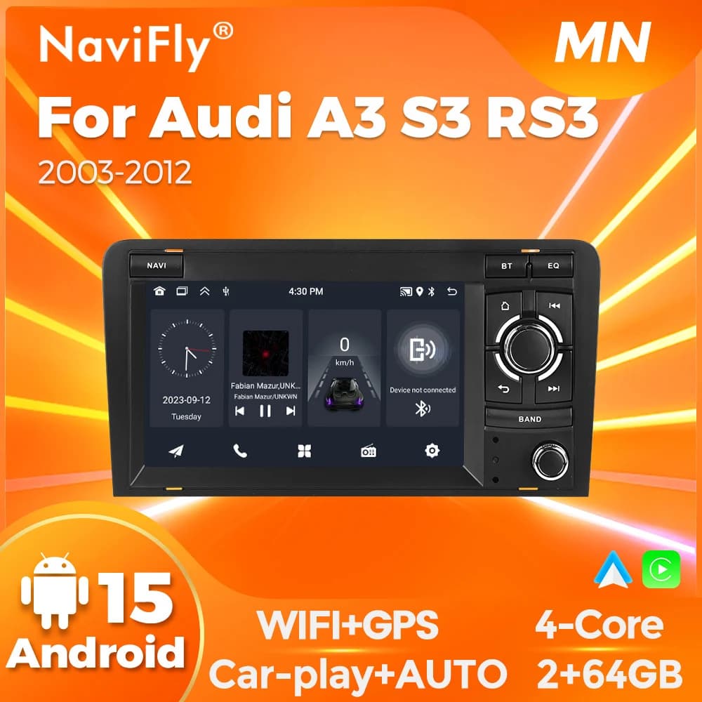 Navifly Android 15 Car Radio Stereo For Audi A3 S3 RS3 2003-2012 GPS Navigation Car Multimedia Video Player RDS FM WIFI 2 DIN