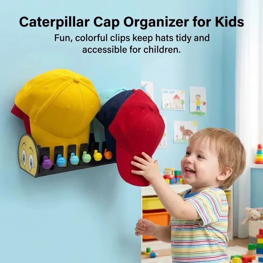 Organizzatore per Cappelli da Baseball con Forte Adesivo, Senza Foratura, Salvaspazio, Porta Cappelli in Plastica Arcobaleno per Armadio e Porta