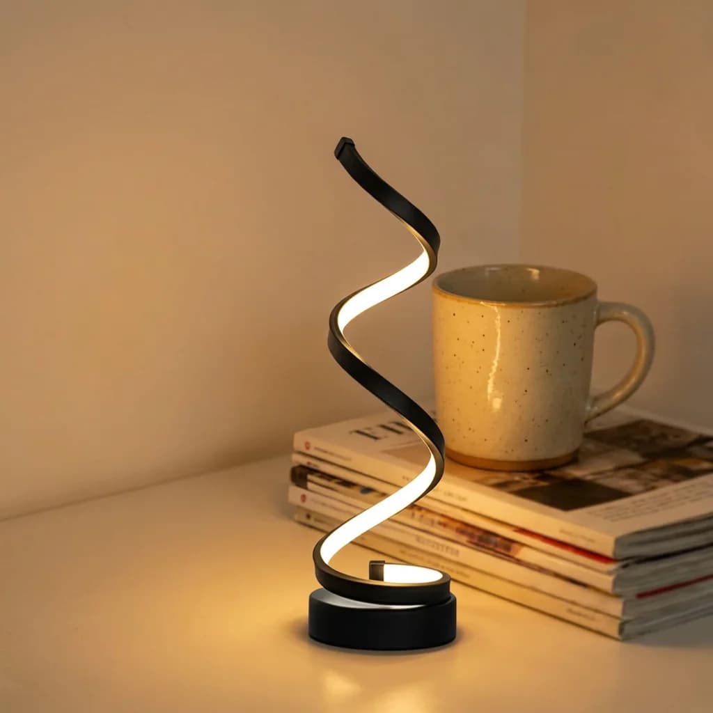 Lampada da tavolo a spirale moderna ed elegante, alimentata tramite USB, con illuminazione a 3 colori, dimmerabile, a LED, per soggiorno, camera da letto, desktop, 1/2/4 pezzi