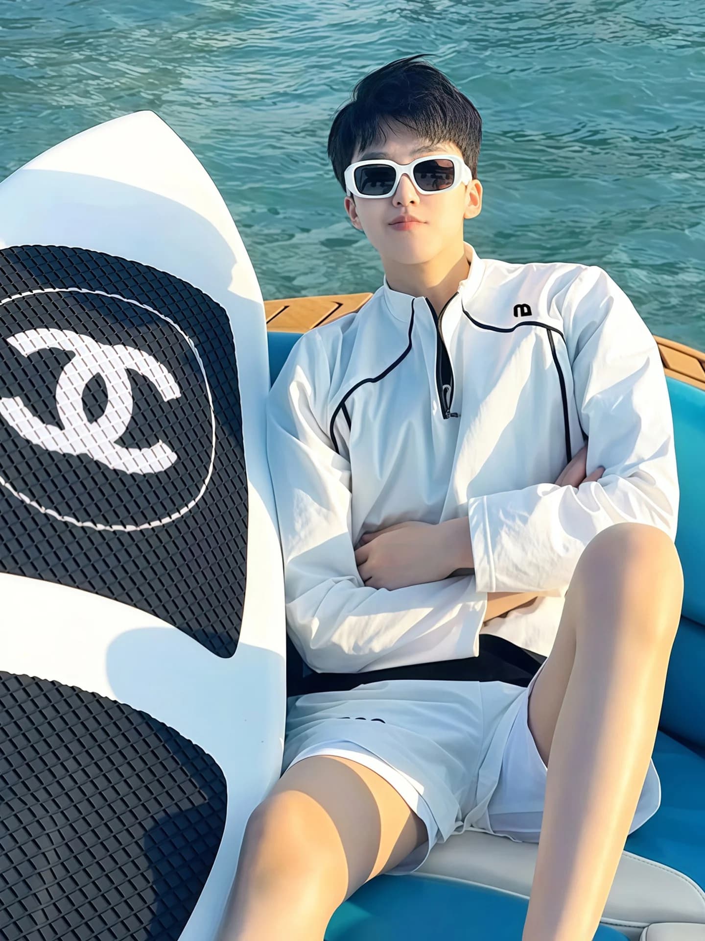 Set Sportivo da Surf per Esterni Unisex, Tuta da Nuoto a Maniche Lunghe con Fascia sul Petto, T-Shirt e Pantaloncini Estivi per Coppia