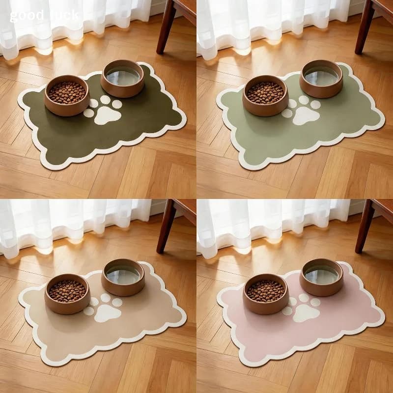 AnswerWaterproof Absorbent Pet Feeding Mat Non Slip Backing Wavy Edge Design For Cat Dog Food Bowls Home Daily Use