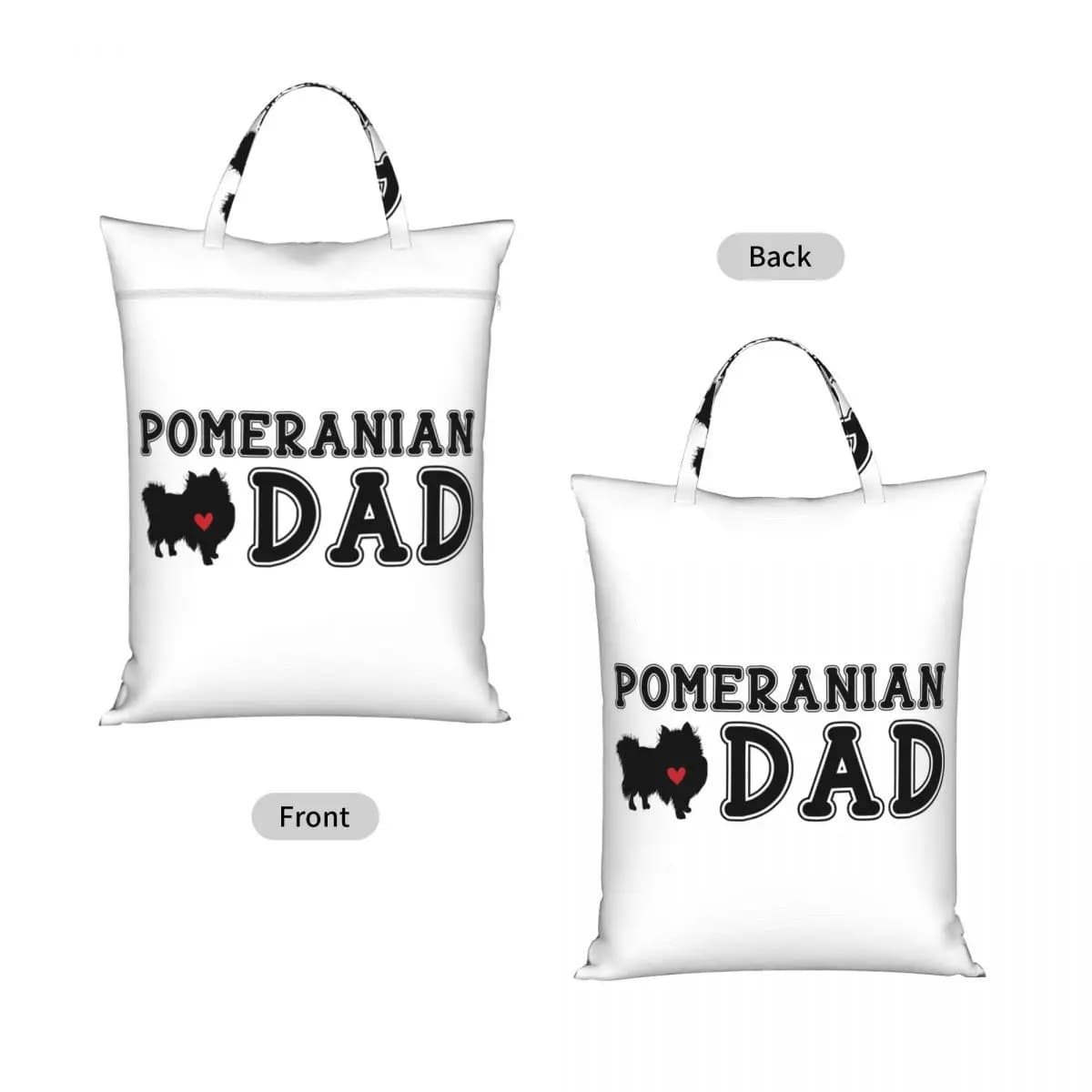 Pomeranian Dad Travel Laundry Bag Waterproof Reusable Dirty Clothes Pouch Gym Yoga Vacation Washing Basket