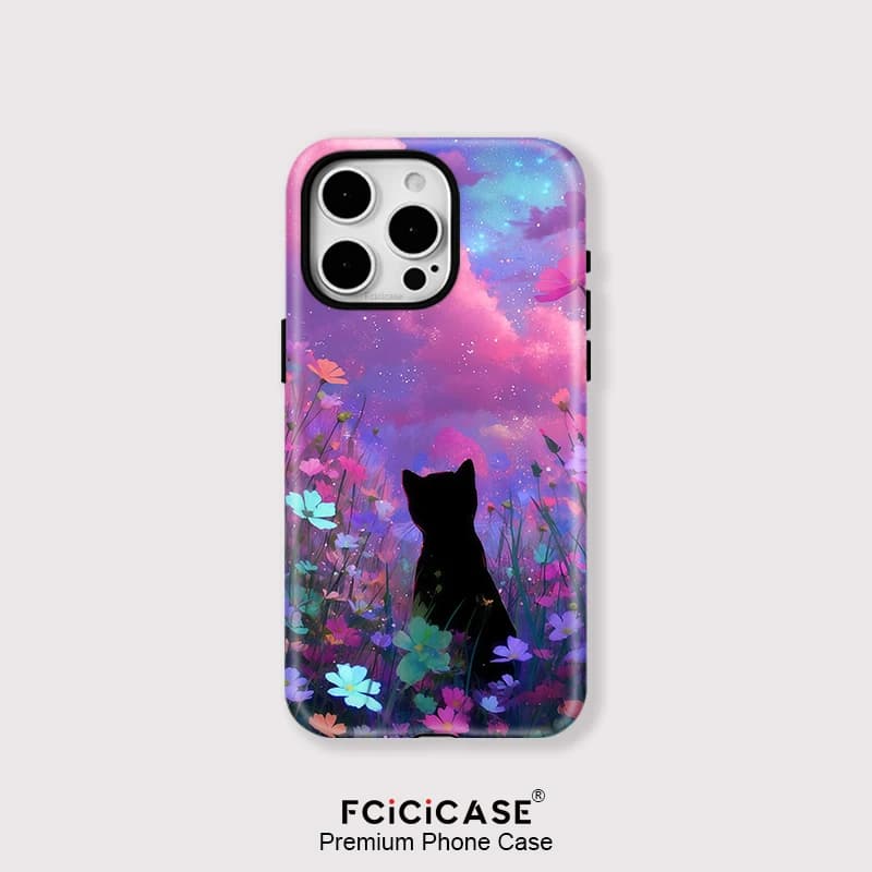 Fcicicase Shockproof Magnetic Case For iPhone 12 Pro 13 14 Plus 11 15 16 Pro Max Flower Cute Cat Silicone For Magsafe Cover