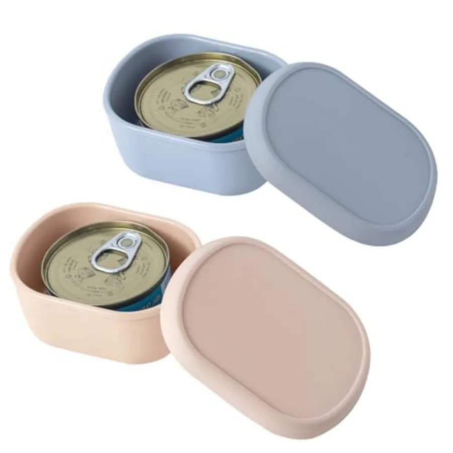 Canned Cat Food Storage Container for 3oz Cat Cans, 2Pack Silicone Airtight Can Cover Pet Food Sealer Reusable Sealing Box for