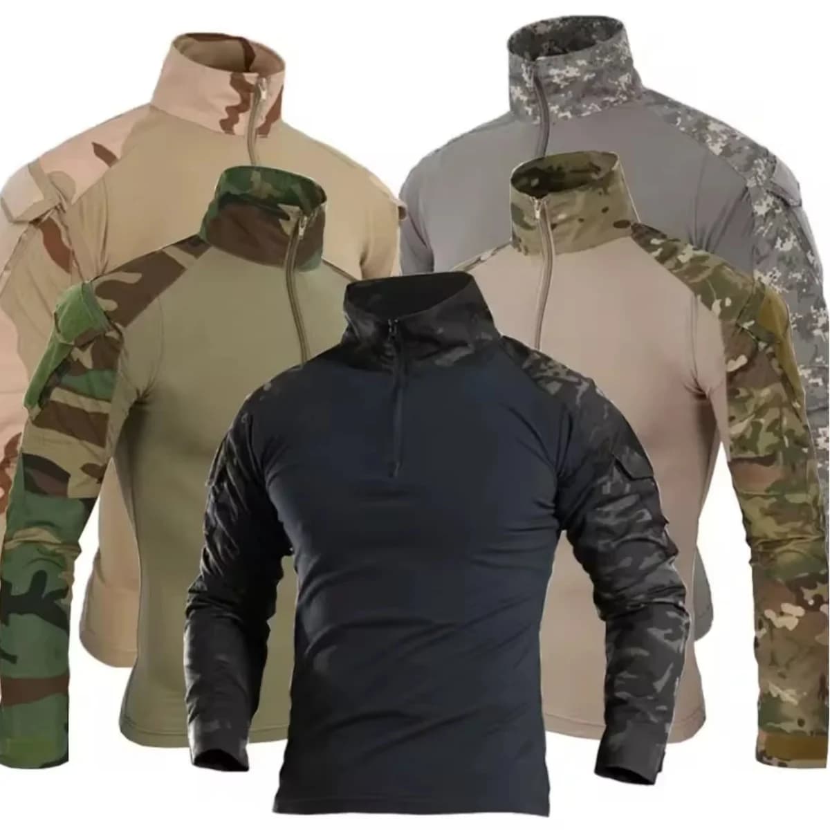 T-shirt tattica da uomo per escursionismo all'aperto, camicia da caccia e alpinismo mimetica militare CP a maniche lunghe, abbigliamento sportivo in cotone