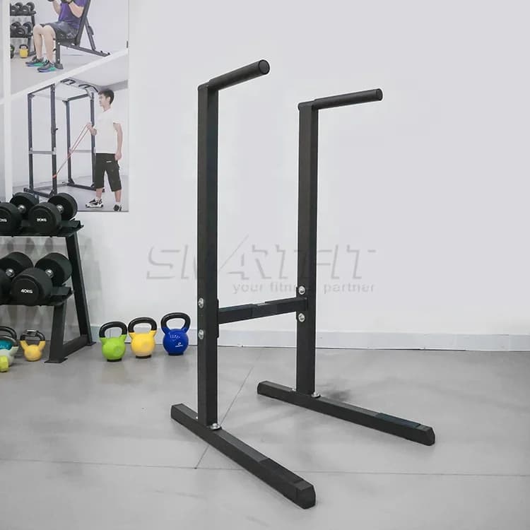 Support station for push up dive bar for biceps and commercial grade triceps