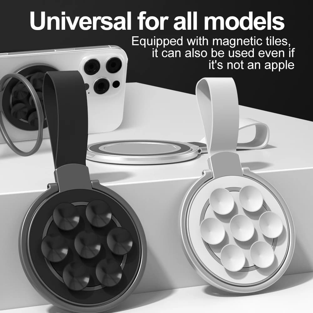 Staffa magnetica Anello Fibbia Supporto per telefono Ventosa in silicone Supporto per specchio da parete Anello per dito Staffa per iPhone Supporto per telefono Magsafe