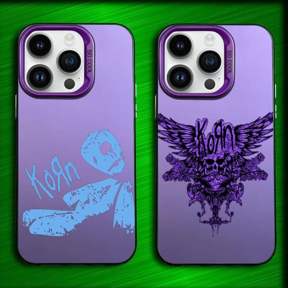 COOL MUSIC K-Korn Phone Case For iPhone 16,15,14,13,12,11,Mini,Pro,MAX Purple Matte Silicone Cover