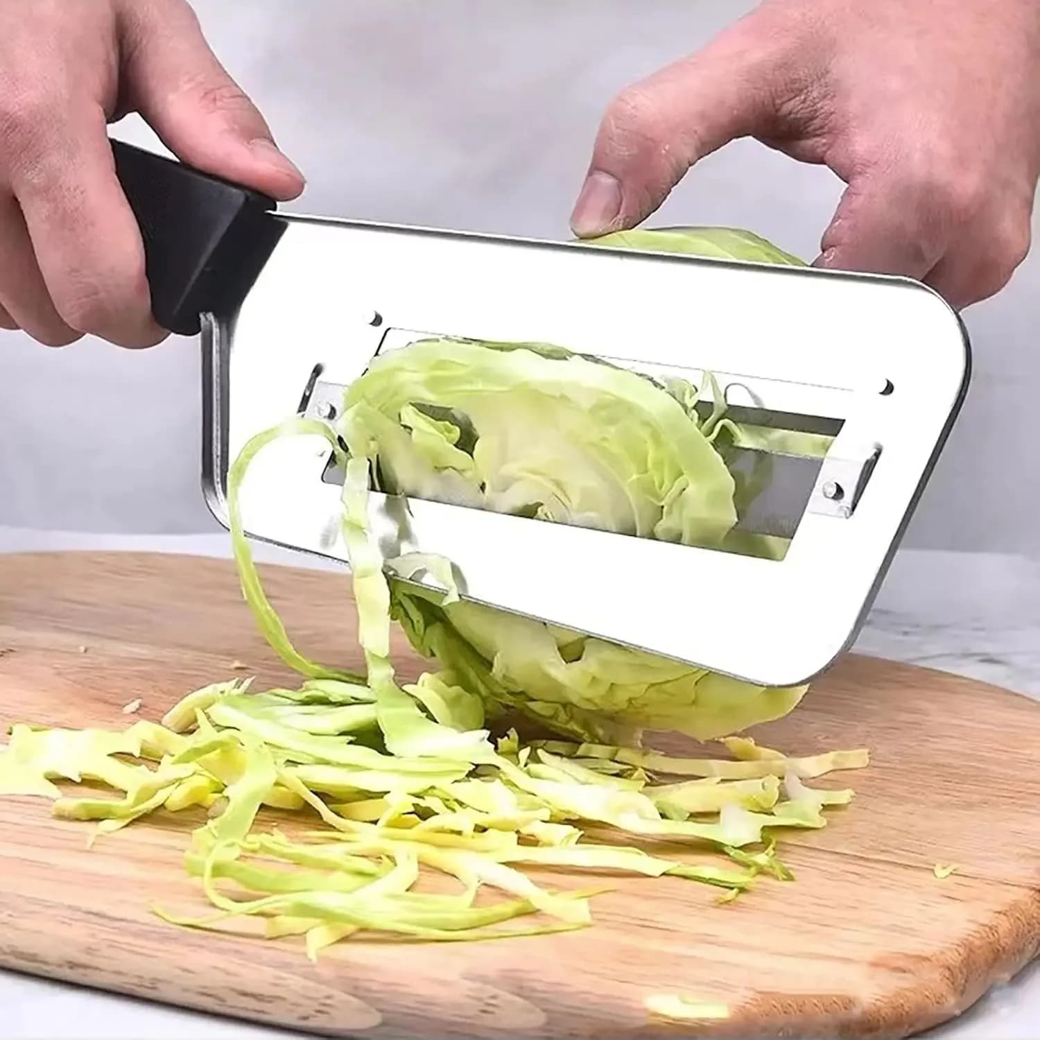 1 pz Affettatrice a Doppio Strato in Acciaio Inossidabile, Tritatutto per Verdure da Cucina, Affettatrice e Tritatutto per Cavoli, Affettatrice per Cavoli per Coleslaw (Nero)