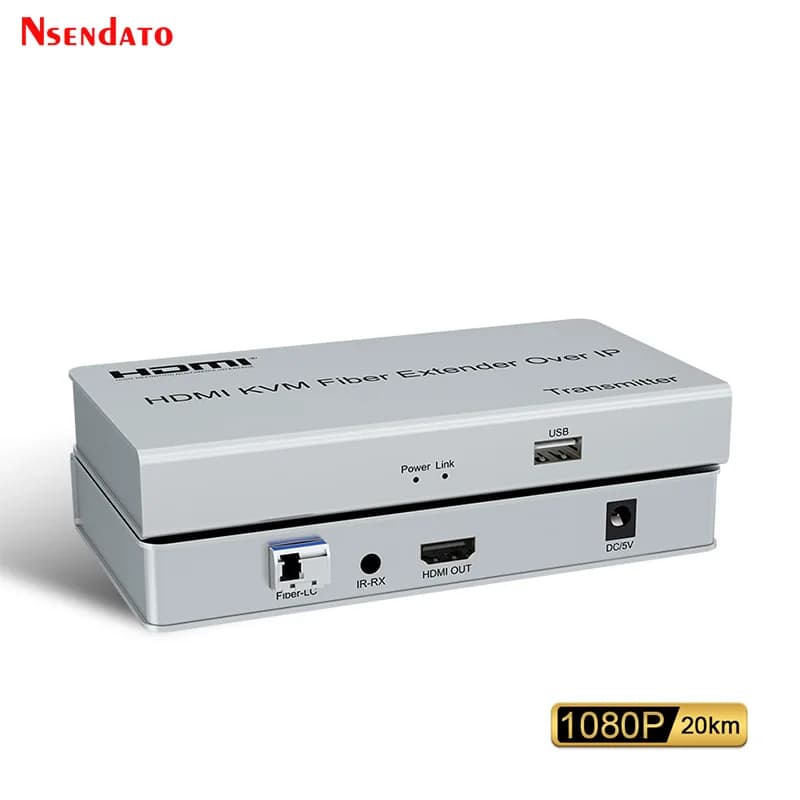 Extender KVM HDMI USB su Fibra Ottica da 20 km su IP, Ricetrasmettitore HDMI a Fibra Ottica LC, Supporto Multipunto per Mouse
