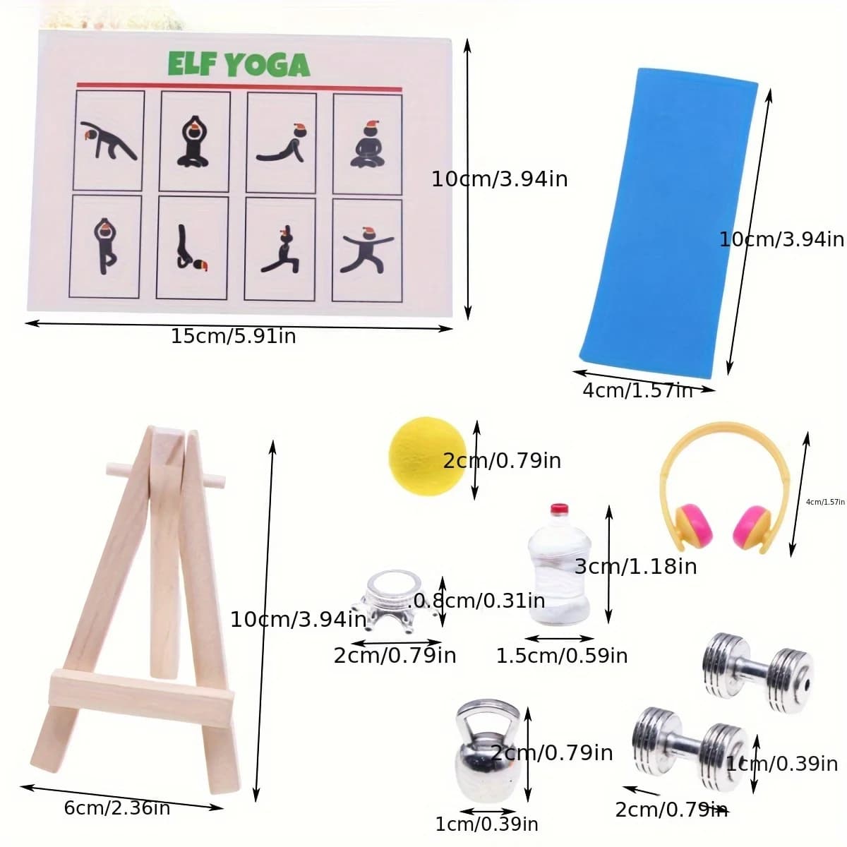 1 Set Model of mini gym equipment for doll house, alloy handlebars, kettlebell and lifting bell Accessories for sports simulation