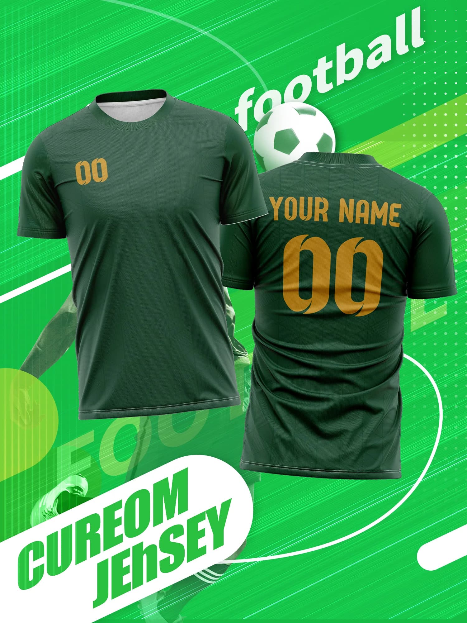 Maglia da Calcio Personalizzata con Immagine, Numero e Nome, Top Sportivo Casual, Outfit Semplice per il Calcio Quotidiano