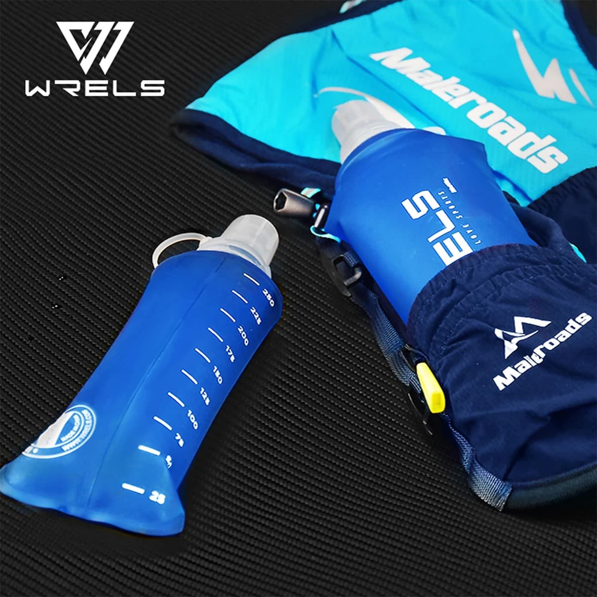 WRELS Soft Water Bottle Open Air Sports Camping Race Foldable Bag Bottle TPU Moisturizing Pack without BPA Foldable Water Bottle