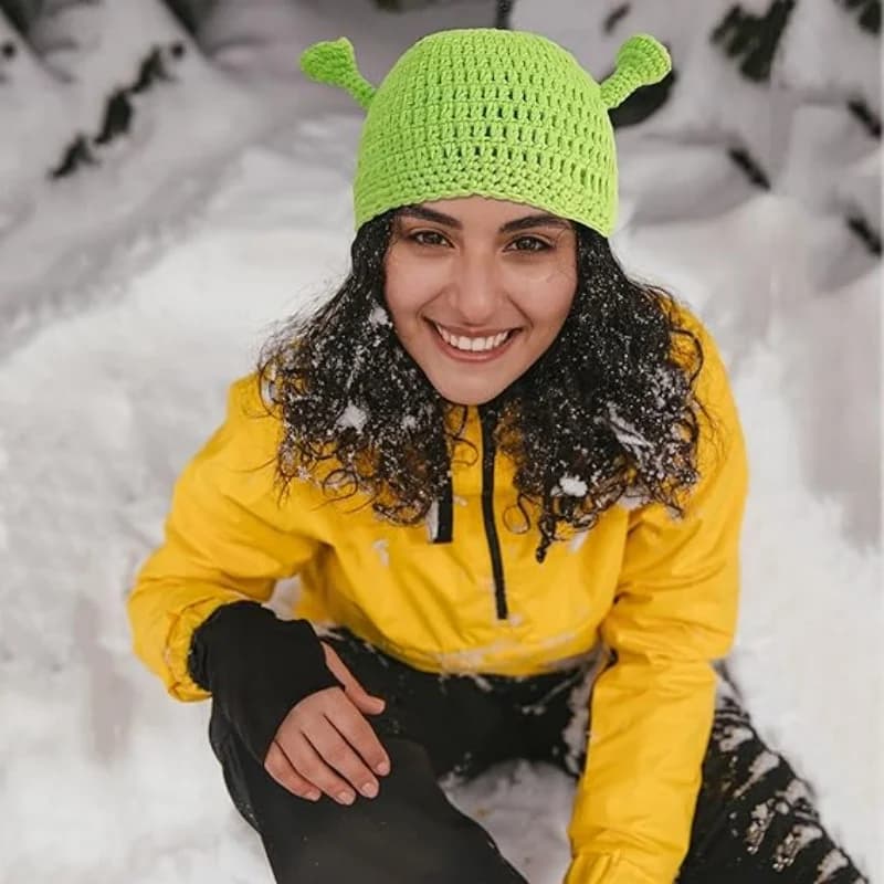 Cappello lavorato a maglia a tema Shrek - Copricapo invernale ultra morbido, caldo e giocoso