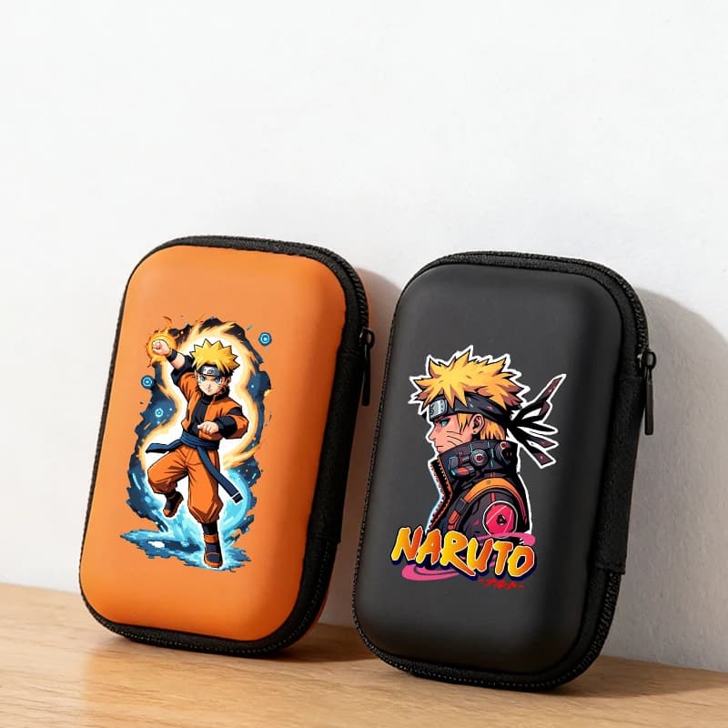 Naruto Boy Data Cable Storage Bag Anime Cartoon Card Storage Box Deck Boxes Card Organizer Male Travel Portable Card Case Gift