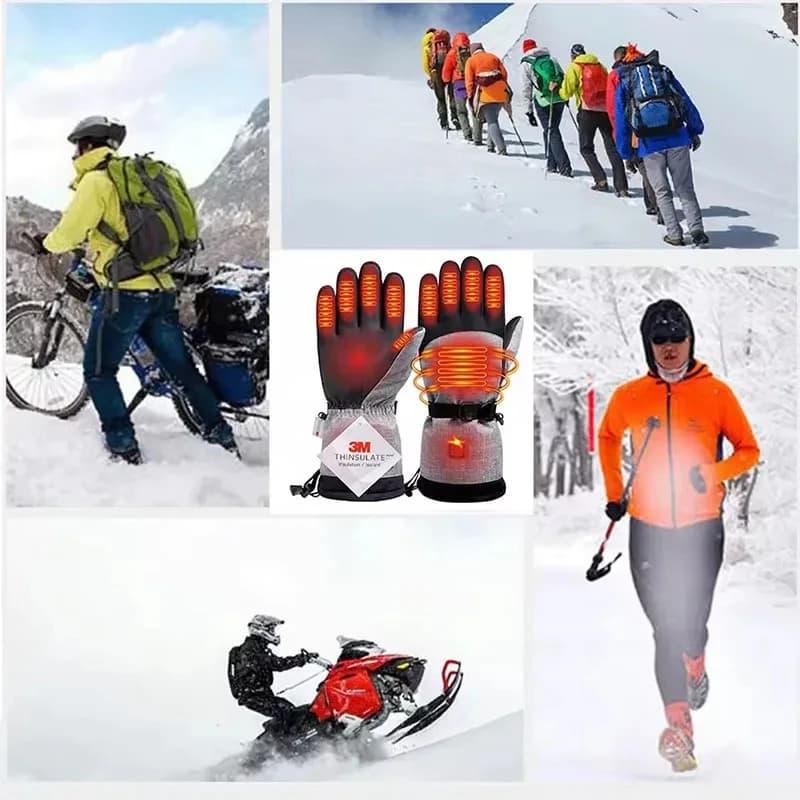 Guanti riscaldanti per esterni con scatola batteria Ciclismo invernale Sci Touch screen Guanti impermeabili Ciclismo Sci Caccia Guanti caldi