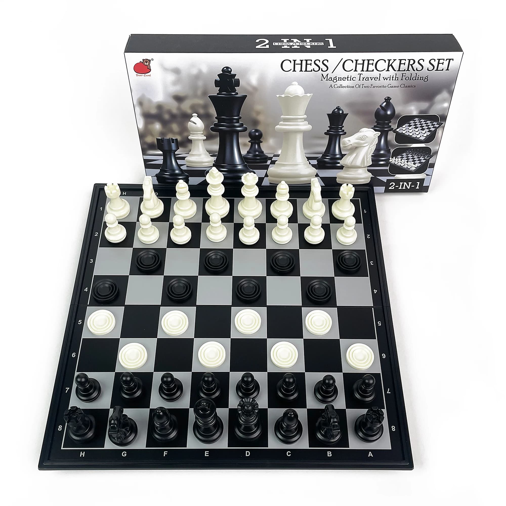 Scacchiera e dama magnetica pieghevole 2 in 1 da 31,8 cm x 31,8 cm, set da viaggio portatile in plastica
