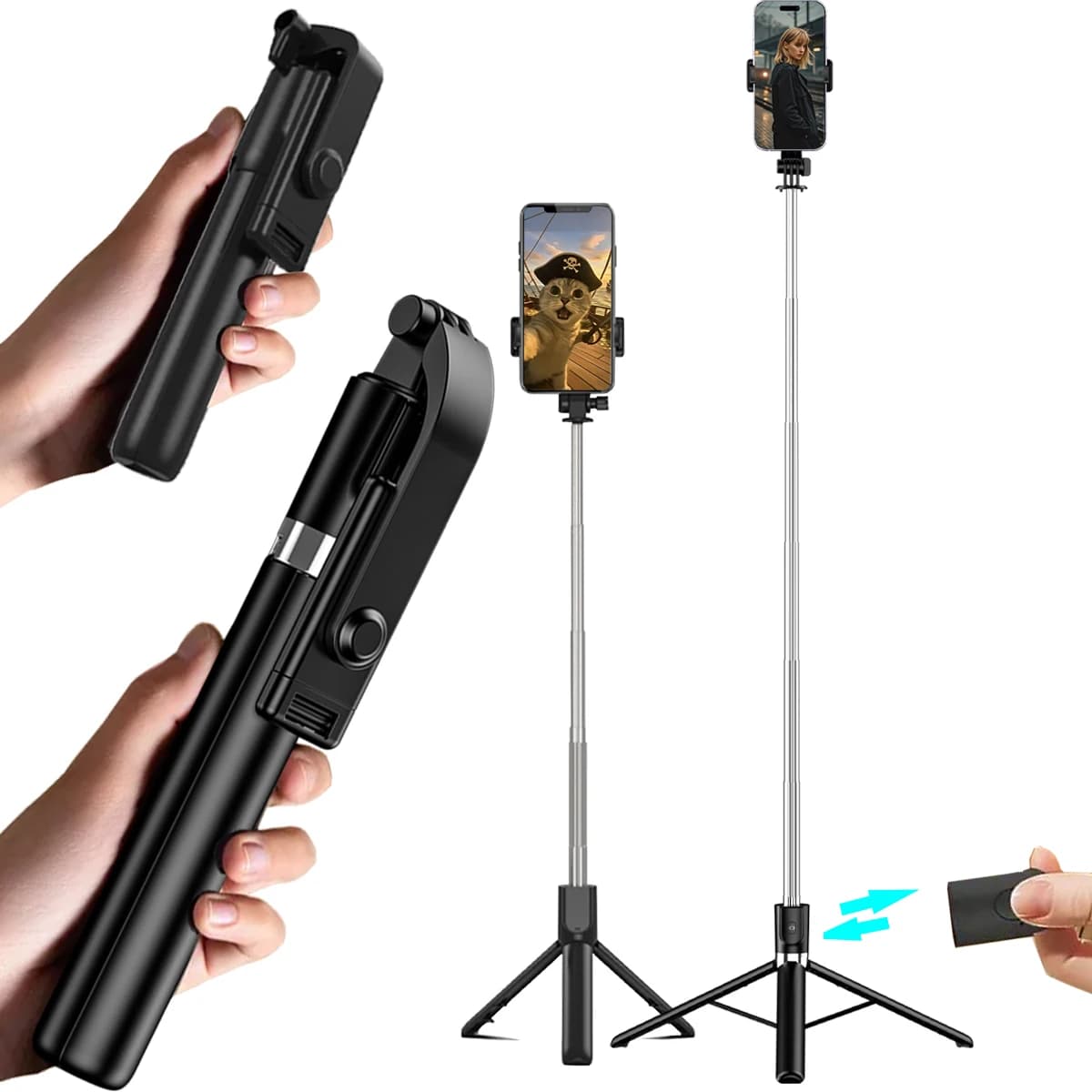 Bastone selfie telescopico portatile Bluetooth per la fotografia in streaming live e i viaggi. Un comodo gadget per foto