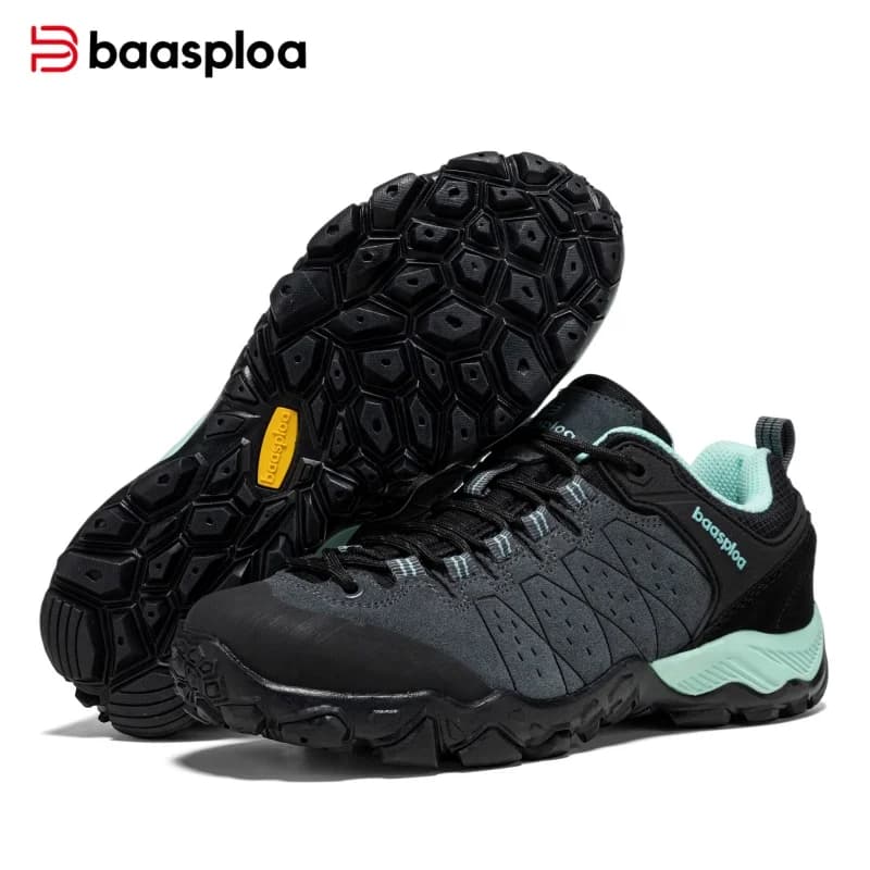 Baasploa Women Outdoor Shoes Suede Leather Hiking Boots Trail Sneakers Water Resistant Trekking Shoes Anti Slip Durable Walking